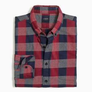 NWT J. Crew Blue Red Plaid Twill Cotton Long Sleeve Button Up Shirt
